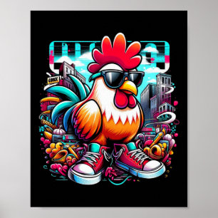 Affiche Poule drôle Urne Graffiti Art Street Cool