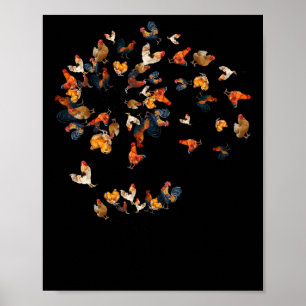 Affiche Poule Fleur de Pissenlit Floral Poulets Fleur Agri