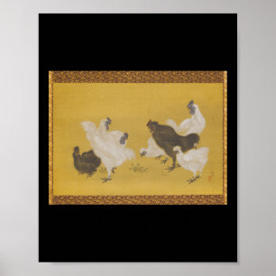 Affiche Poule Soie Silkie Design Artistique