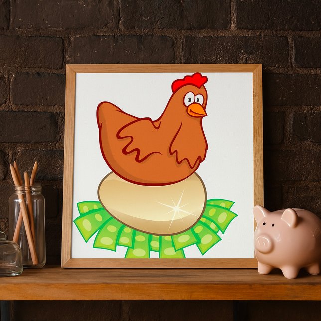 Affiche Poule sur un œuf en or (Créateur téléchargé)