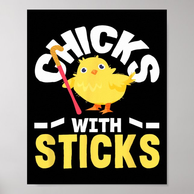 Affiche Poules Avec Bâtons Joueuse De Hockey Sur Gazon Amu (Devant)
