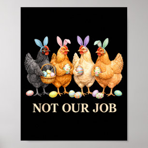 Affiche Poules de Pâques drôles portant des oreilles de la