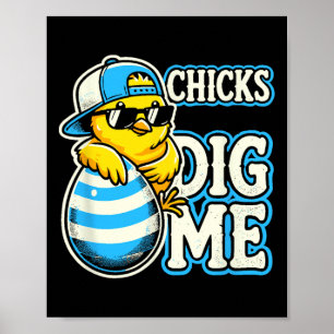 Affiche Poules Drôles M'aiment Pâques - Pour Garçons Et To