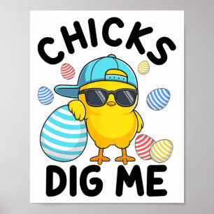 Affiche Poules drôles me kiffent Pâques garçons hommes heu