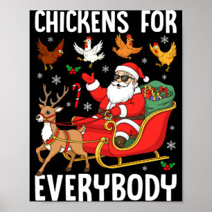 Affiche Poules pour tout le monde Santa éleveur de poulets