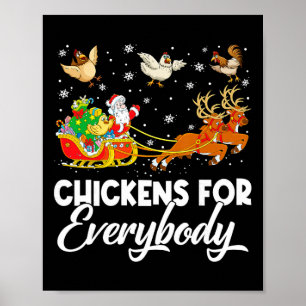 Affiche Poules pour tout le monde Santa Sleigh Joyeux Noël