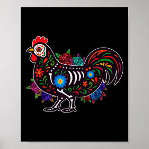 Affiche Poulet à sucre Dia De Muertos Halloween Jour O