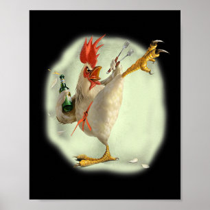 Affiche Poulet Bière Karate Kick Cool Poulet Drôle Chicke