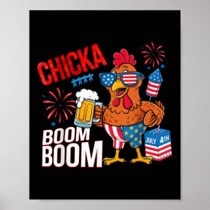 Affiche Poulet Boom Boom Rétro Amérique Chicka Bière 4 Jui