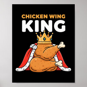 Affiche Poulet Couronné Roi de l'Aile de Poulet