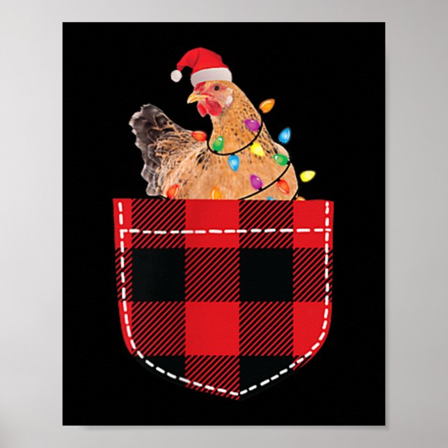 Affiche Poulet Dans La Poche Drôle Xmas Plaid Poche Poulet (Devant)