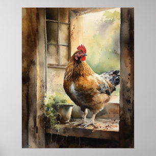 Affiche Poulet de la ferme Animal Art Imprimer l'affiche