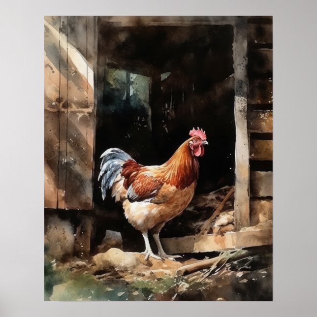 Affiche Poulet de la ferme Animal Art Imprimer l'affiche (Devant)