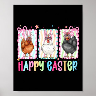 Affiche Poulet de Pâques Préparé Coquette Bow Mignon Ferme
