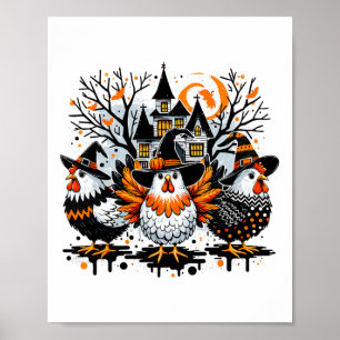 Affiche Poulet d'Halloween Agriculteur Poulet fille