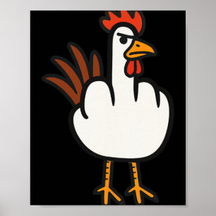 Affiche Poulet Doigt Du Milieu, Humour Adulte, Geste Amusa