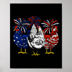 Affiche Poulet Drapeau Usa Poulet Patriotique Amoureux Du