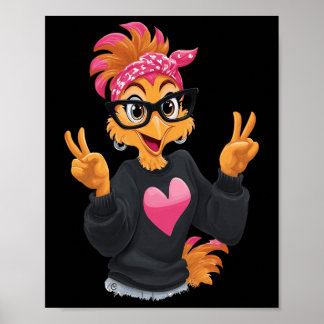 Affiche Poulet Drôle Avec Un Signe De Paix Gles Poulet Fou