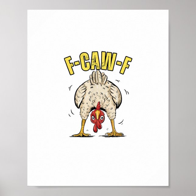 Affiche Poulet Drôle F-Caw-F Coq Poulette de Campagne (Devant)