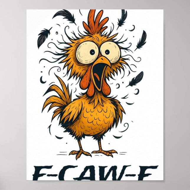 Affiche Poulet drôle F-caw-f Oiseau F-caw-f Graphique pour (Devant)