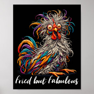 Affiche Poulet Drôle Frit Mais Fantastique Graphique Femme