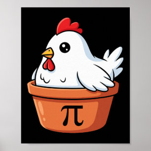 Affiche Poulet drôle Pot Pi Day Tarte Amoureux des maths E