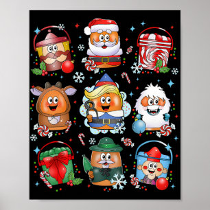 Affiche Poulet drôle Santa Claus Renne Noël M