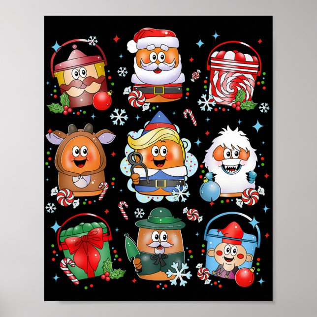 Affiche Poulet drôle Santa Claus Renne Noël M (Devant)
