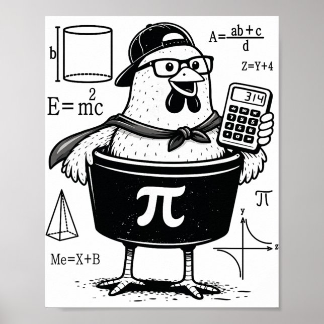Affiche Poulet drôle tenant une calculatrice Prof de maths (Devant)