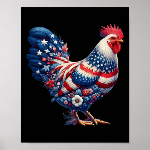 Affiche Poulet du 4 juillet Drapeau patriotique américain