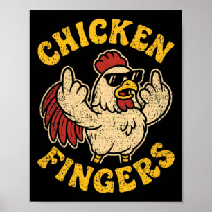Affiche Poulet en colère faisant un doigt d'honneur Pun Cl