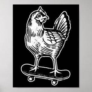 Affiche Poulet en Skateboard Mème Internet
