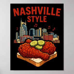 Affiche Poulet frit épicé de style Nashville et Music City