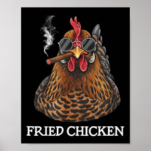 Affiche Poulet frit qui fume Mème de weed drôle de fumeur