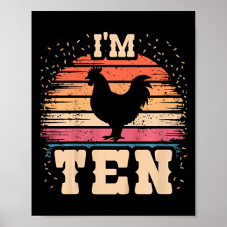 Affiche Poulet Garçon Fille Anniversaire 10 Ans 10ème Poul