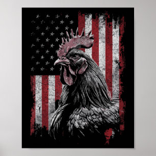 Affiche Poulet Hen Lover 4 juillet Patriotique Usa Indepe