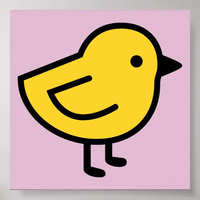 Affiche Poulet Jaune Sur Fond Rose (Devant)