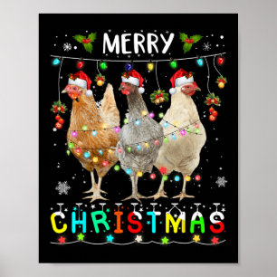 Affiche Poulet Joyeux Noël Famille Correspondant Poulets P