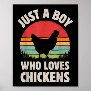 Affiche Poulet Juste Un Garçon Qui Aime Rétro Animal De Fe