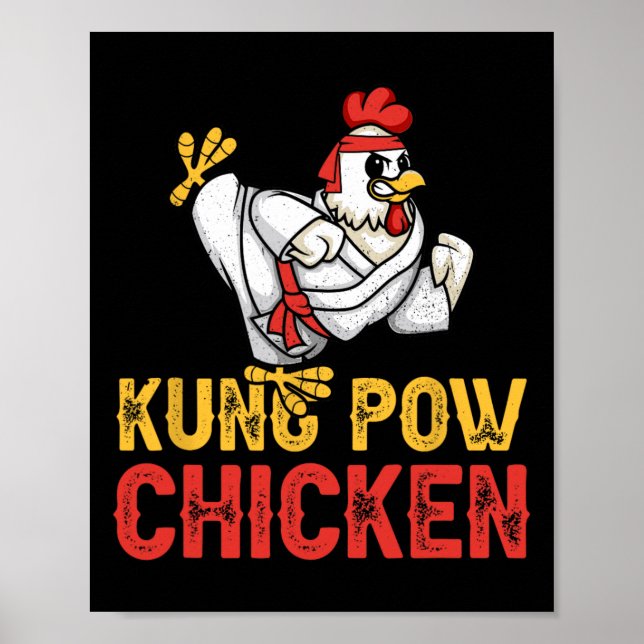 Affiche Poulet Kung Pow Drôle Karaté Poulet Ninja Un Guerr (Devant)