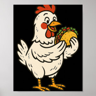 Affiche Poulet mangeant un taco _1