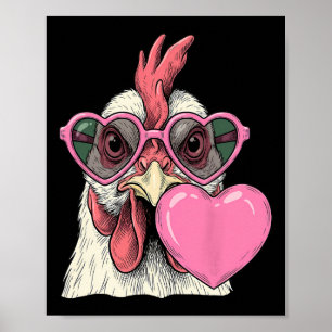 Affiche Poulet mignon soufflant une bulle de coeur de la S