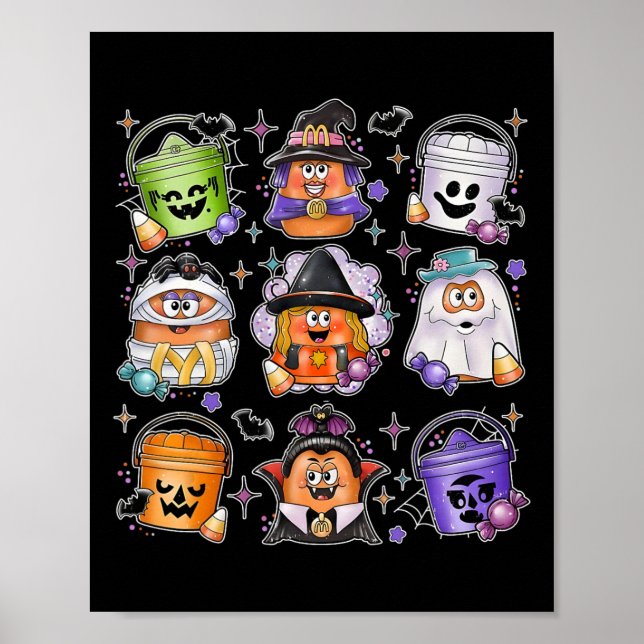 Affiche Poulet Nuggets Citrouille Halloween 90s Vintage 3 (Devant)