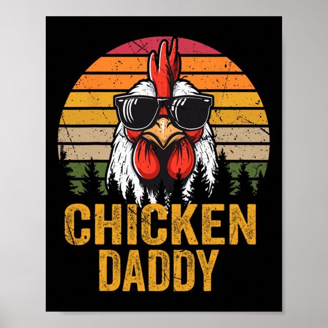 Affiche Poulet papa Vintage Funny Fermier Poulet père (Devant)