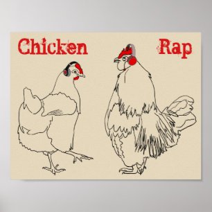 Affiche Poulet Rap Viande Gratuit Animaux Amusants Art Vég