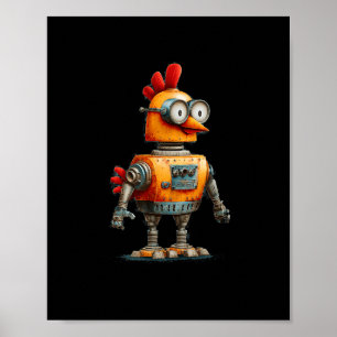 Affiche Poulet Robot Heureux Avec Ai Pour Amant De Robots