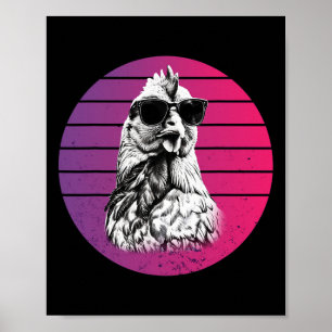Affiche Poulet Sungles Croquis Cool Plumes Humour Animal