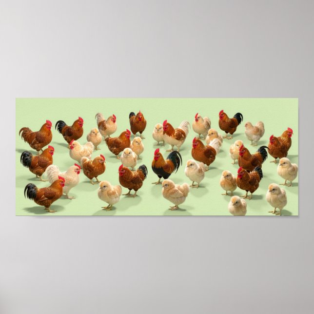 Affiche Poulet sur fond vert clair (Devant)