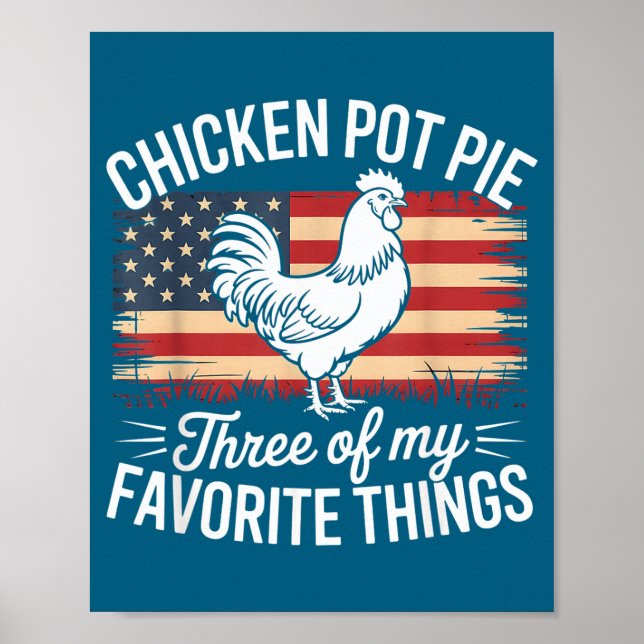 Affiche Poulet T E Trois de Mes Choses Préférées Drôle  (Devant)