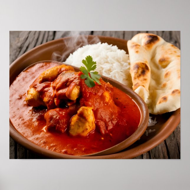 Affiche Poulet Tikka Masala Curry épicé au riz (Devant)